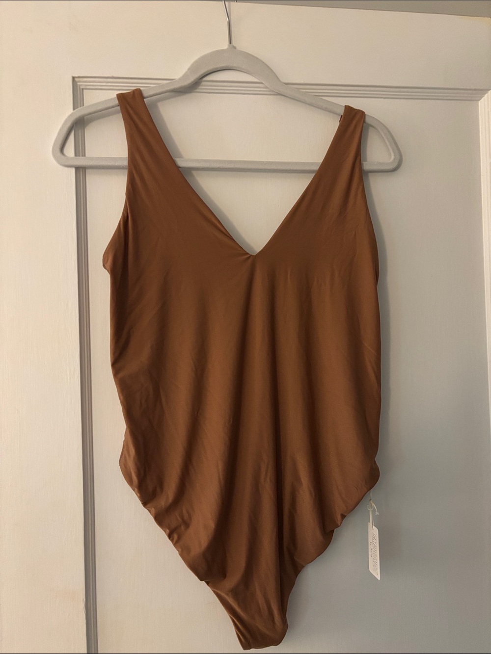 Aerie Caramel Colored V-Neck One-Piece Bodysuit